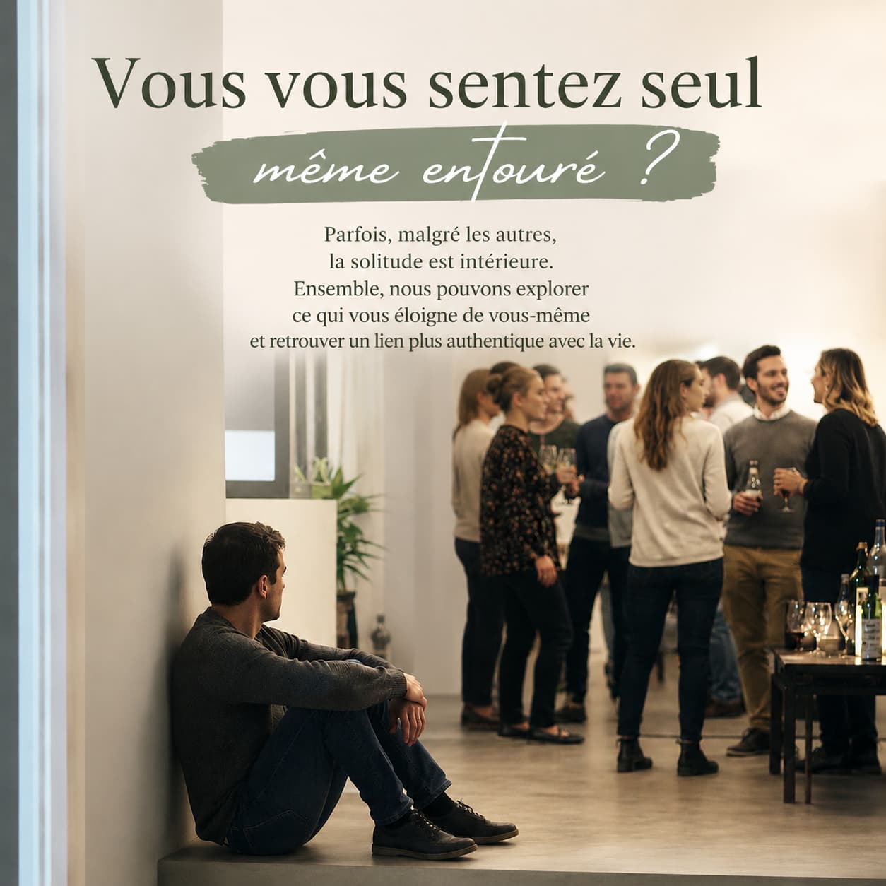 Une personne se sent seule, même entourée